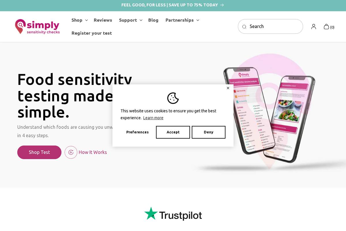 Simply Sensitivity Checks homepage screenshot