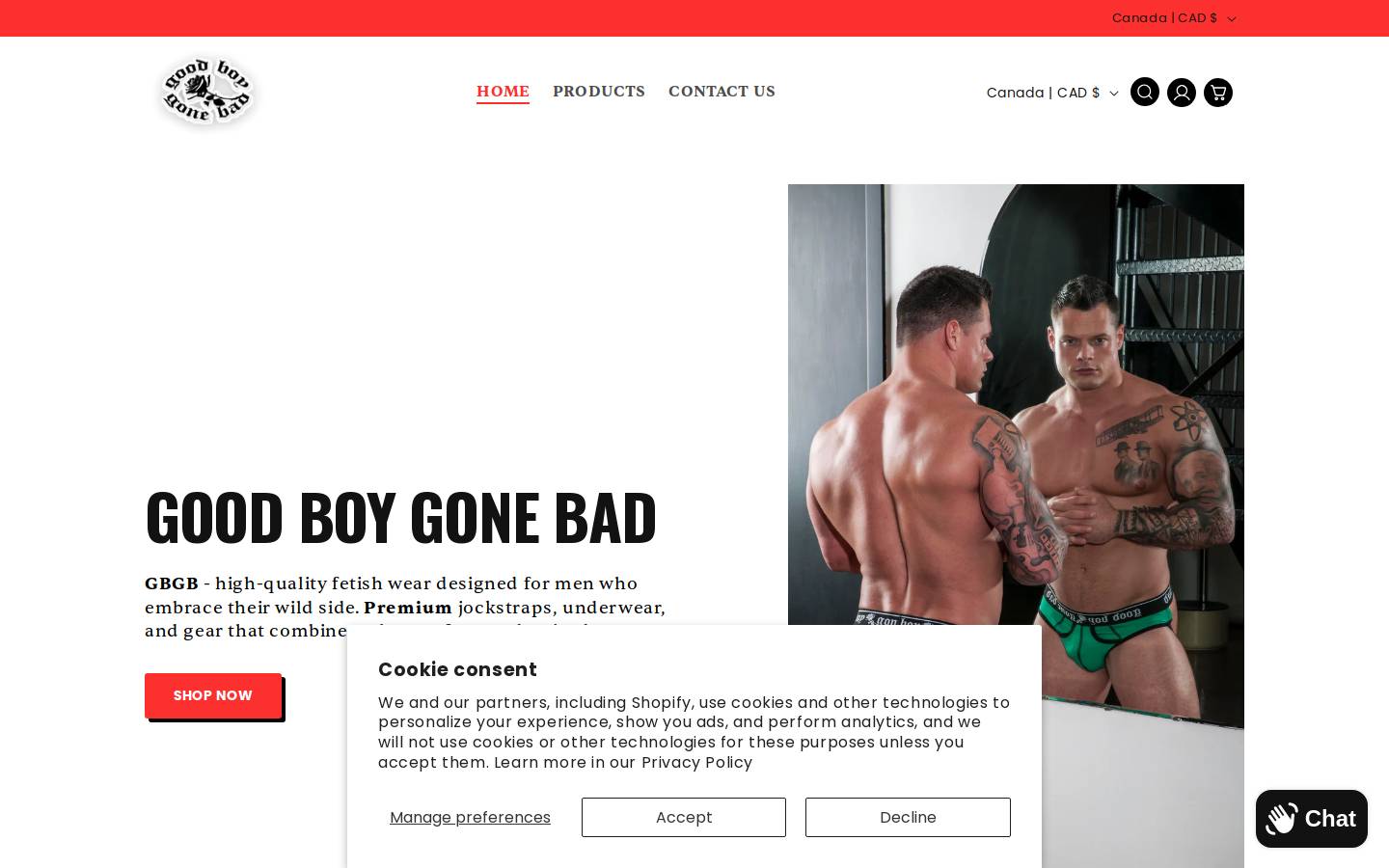 gbgbwear.com homepage screenshot