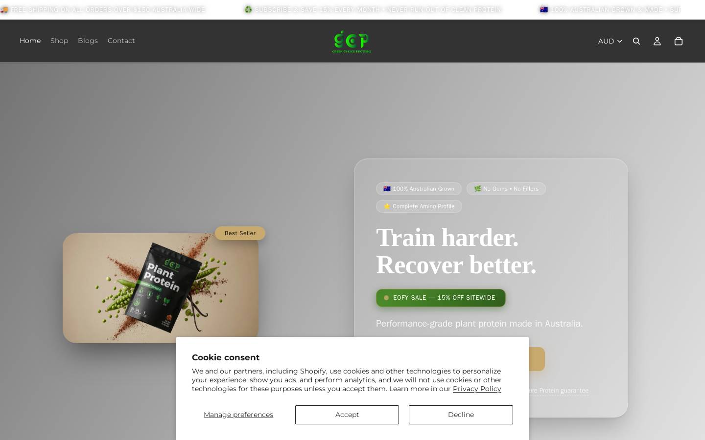 gcproteins.com.au homepage screenshot