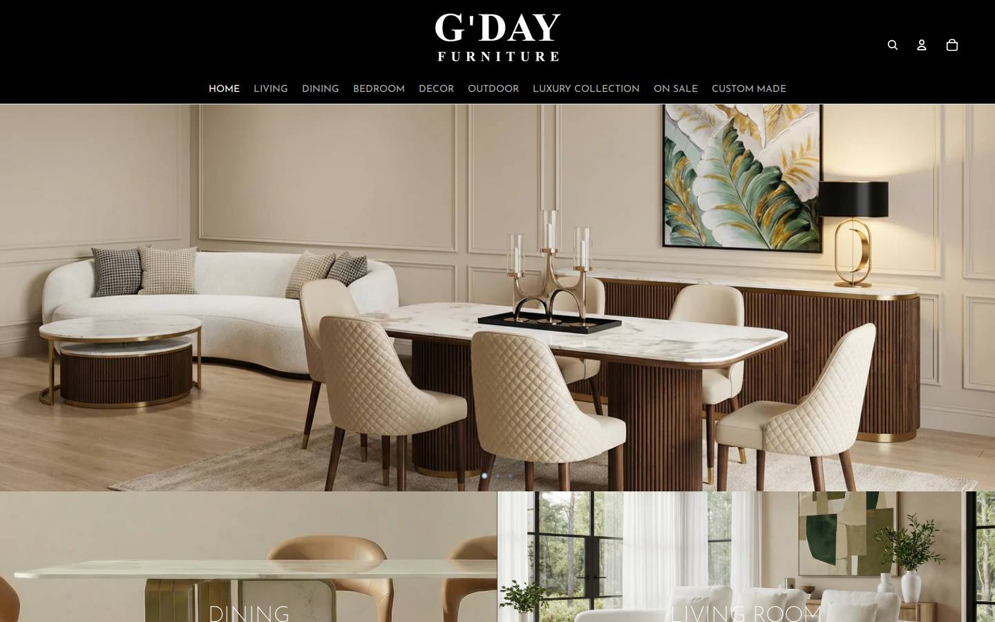 gdayfurniture.com.au homepage screenshot