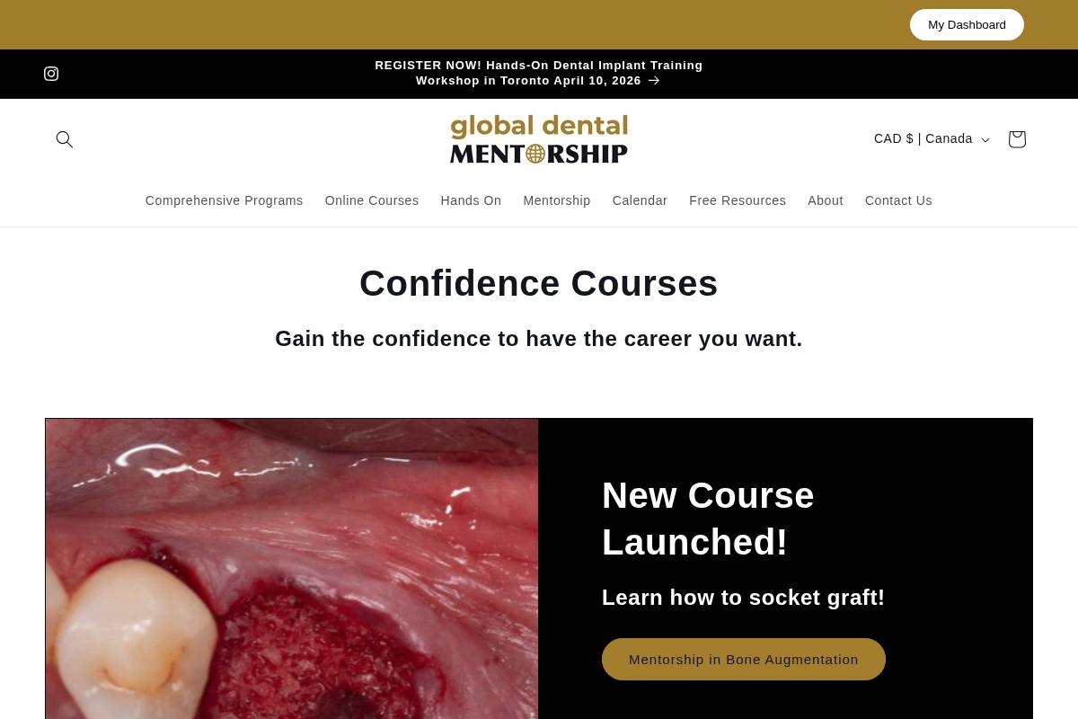 Global Dental Mentorship homepage screenshot