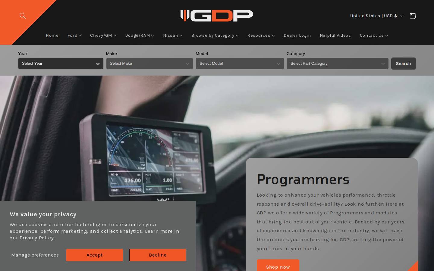 gdpproducts.com homepage screenshot