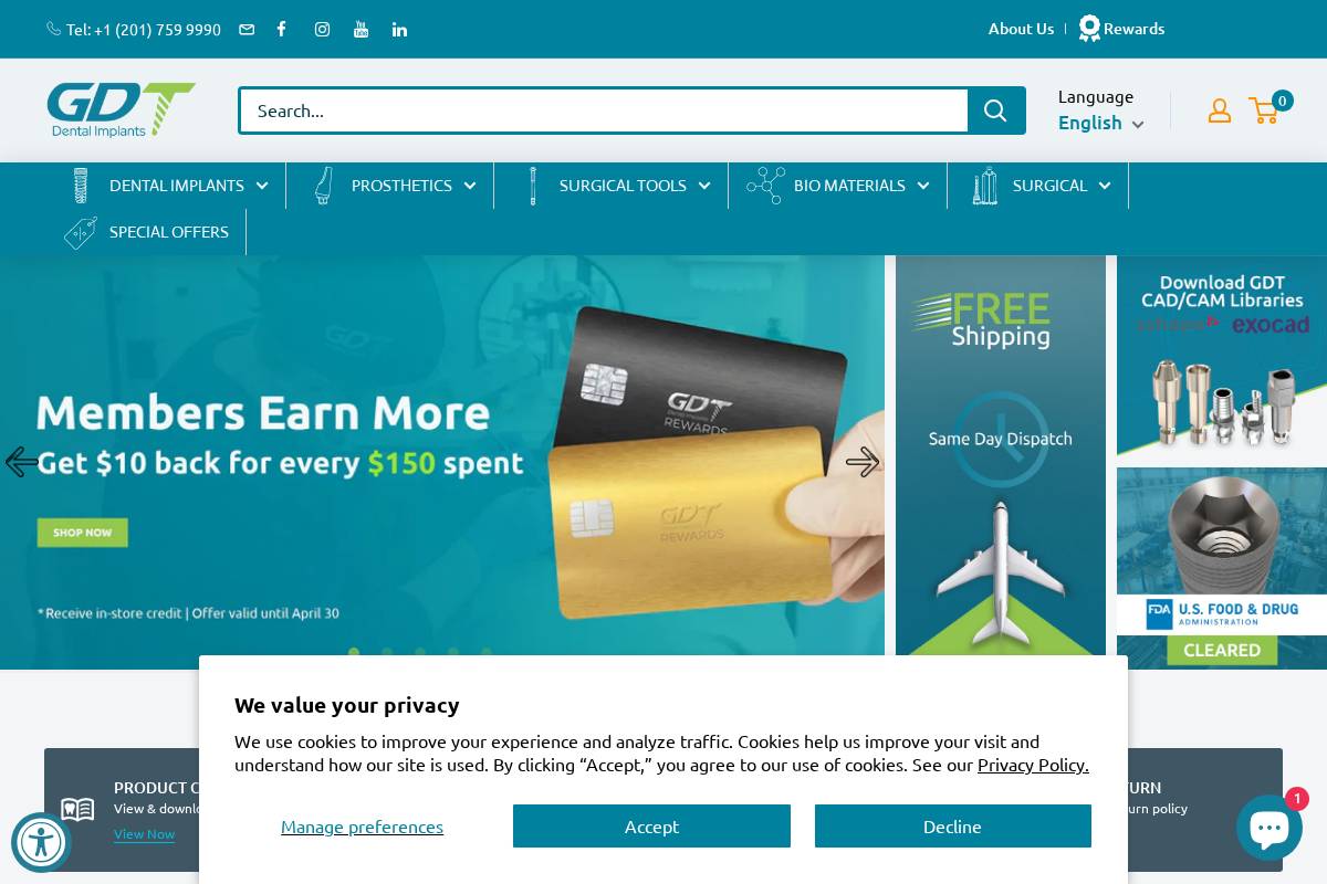 gdt-implants.com homepage screenshot