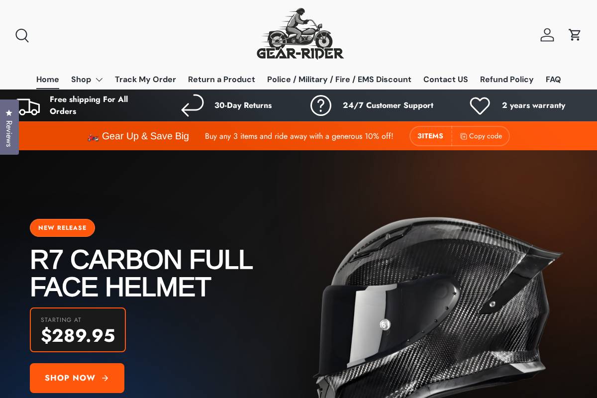 Gear Rider homepage screenshot