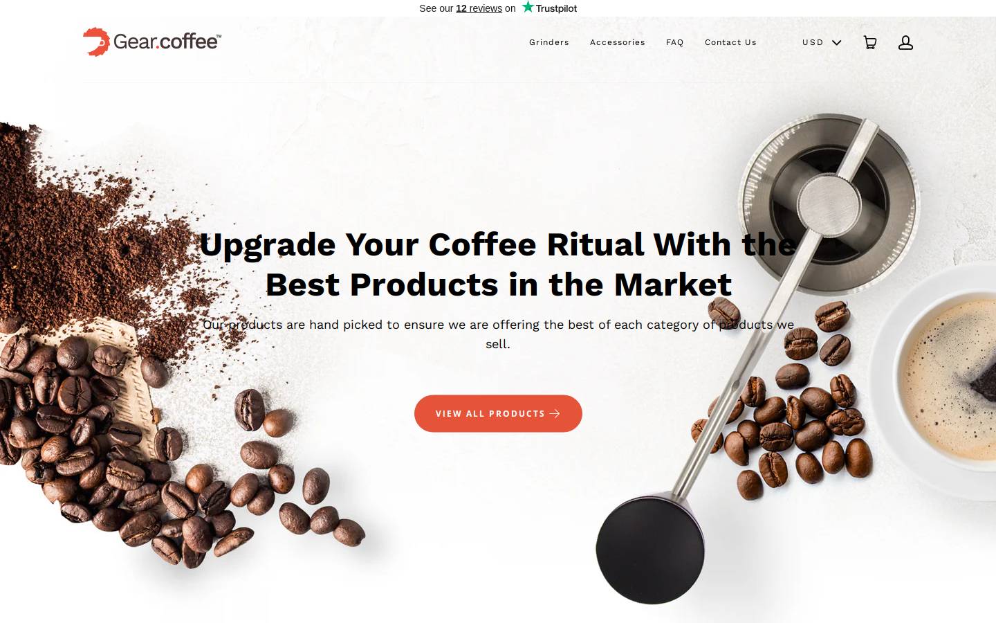 Gear.Coffee homepage screenshot