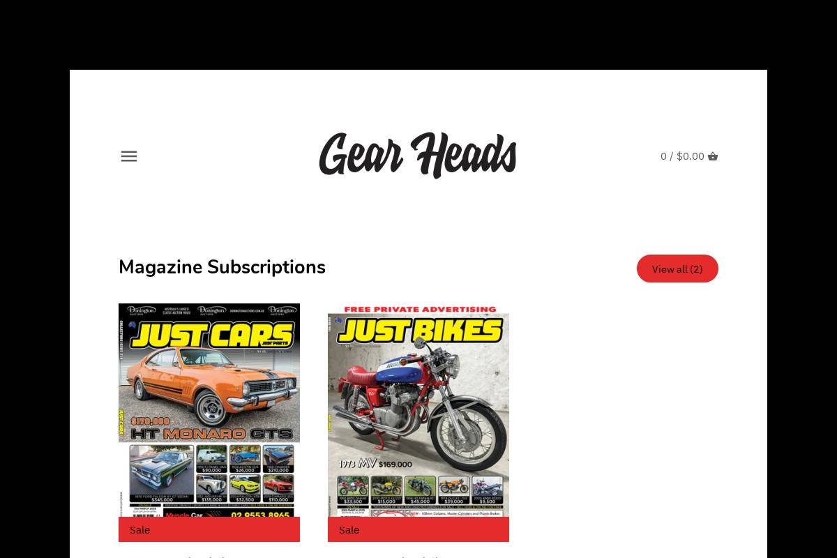 gearheads.com.au homepage screenshot