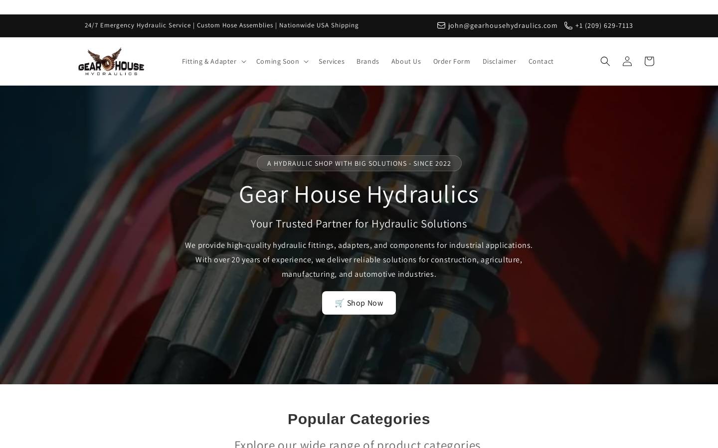 gearhousehydraulics.com homepage screenshot