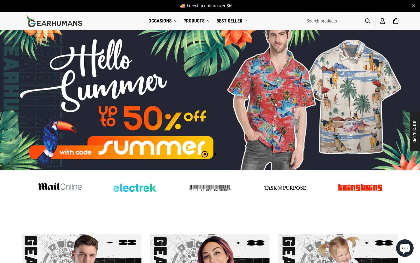 Gearhumans homepage screenshot
