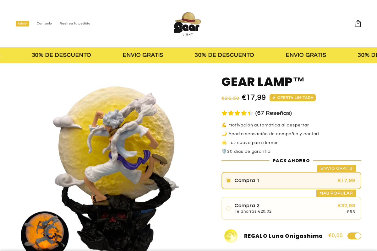 Gear Light homepage screenshot