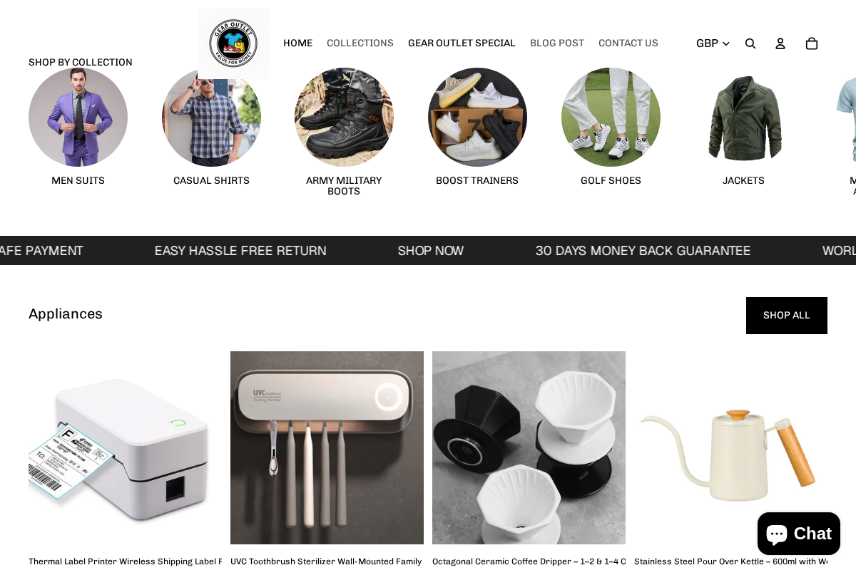 Gear Outlet homepage screenshot