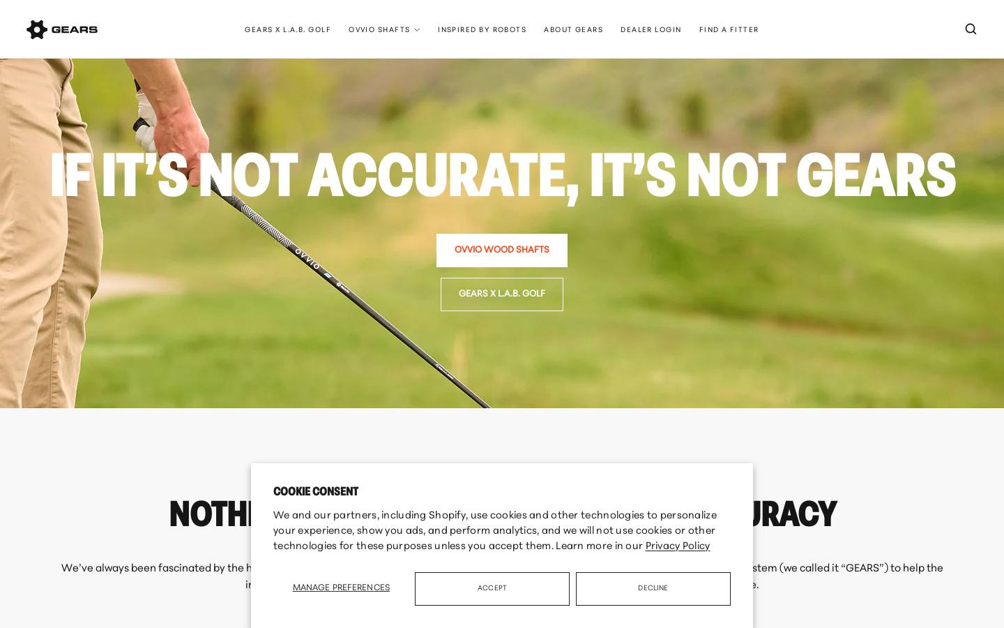 gearsgolf.com homepage screenshot