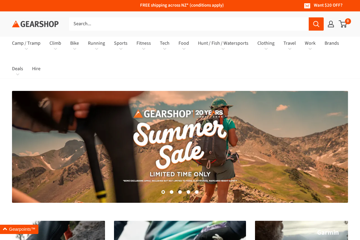 Gearshop homepage screenshot