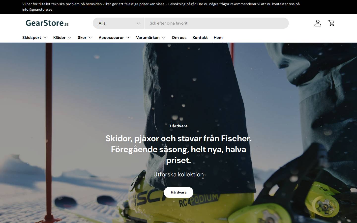 Gearstore homepage screenshot