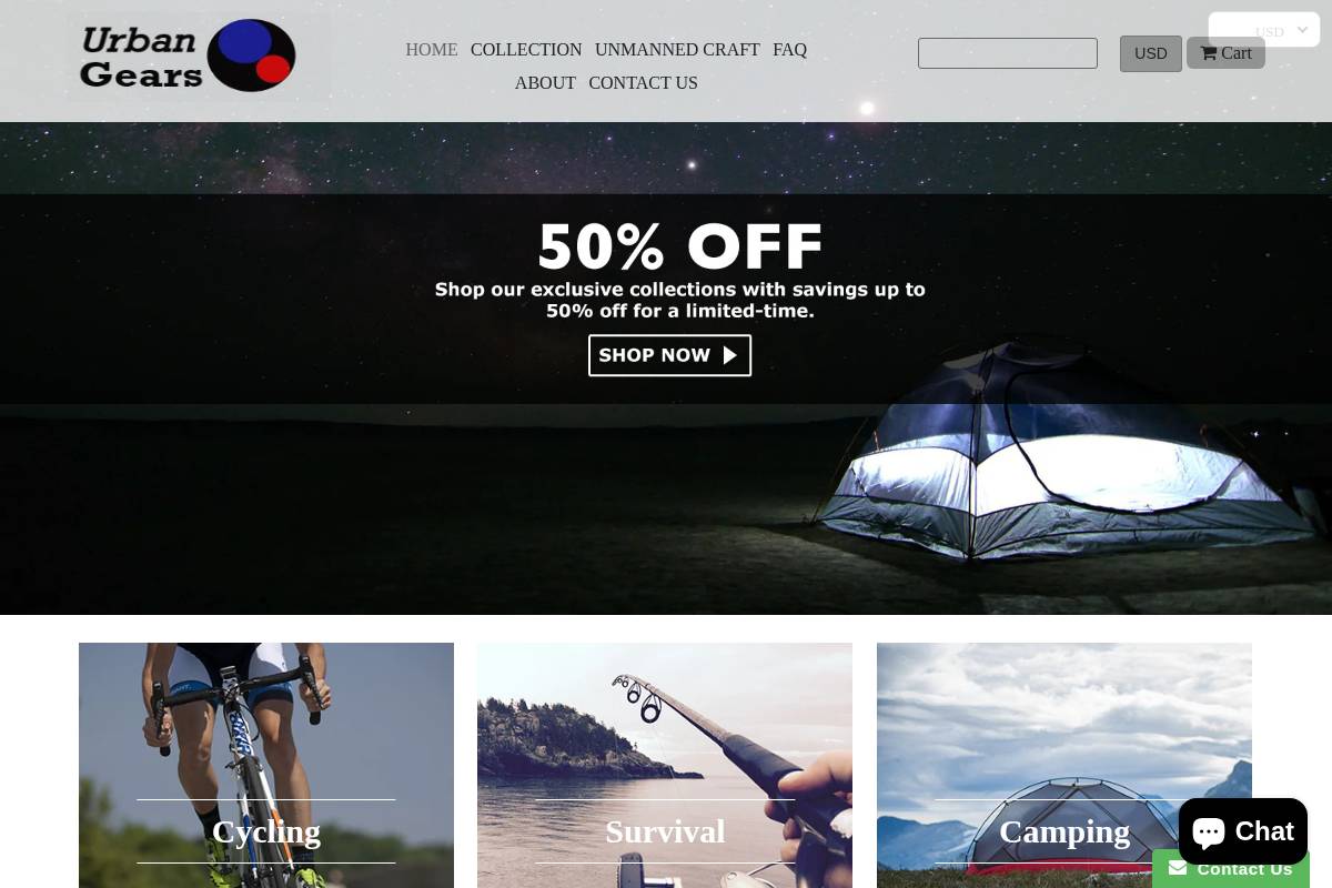 gearsurban.com homepage screenshot