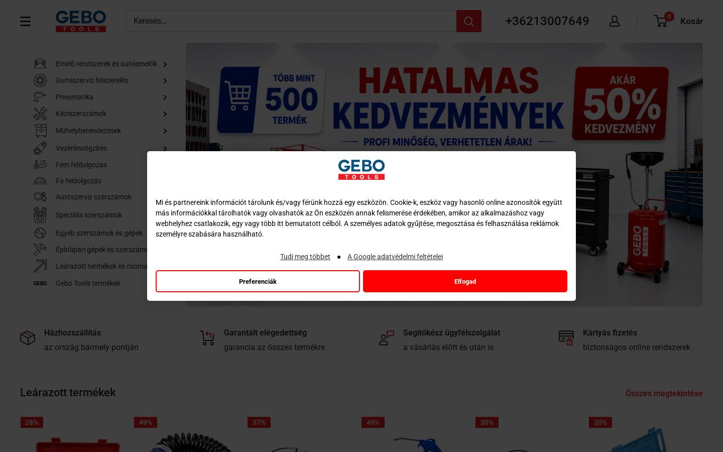 gebotools.hu homepage screenshot