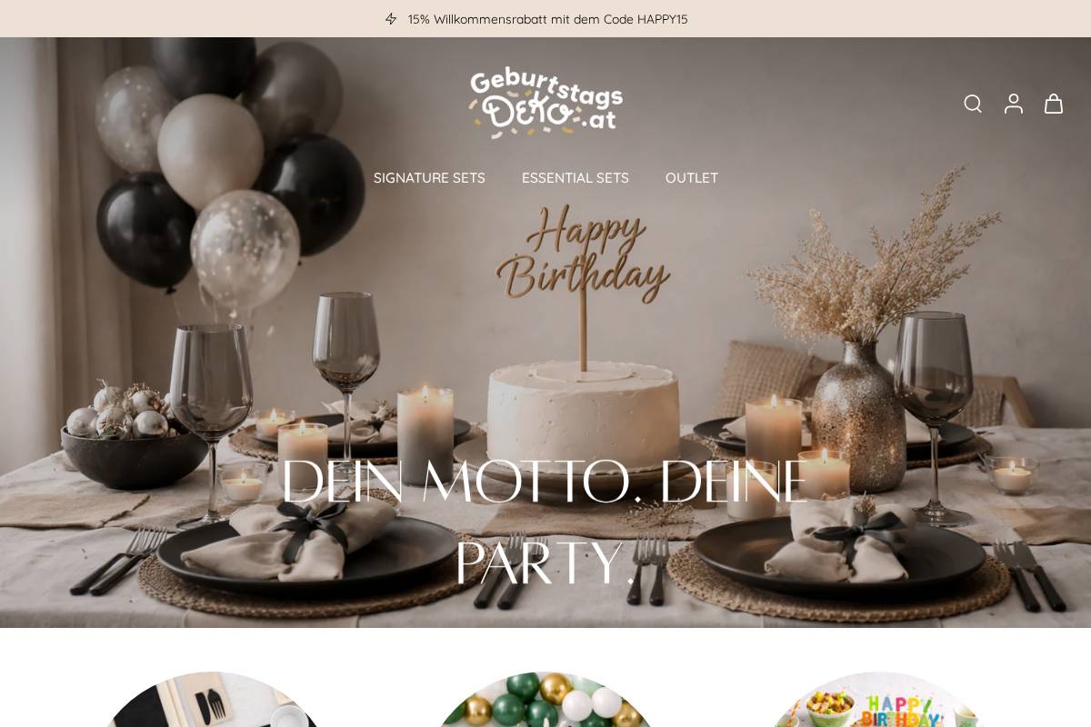geburtstagsdeko.at homepage screenshot