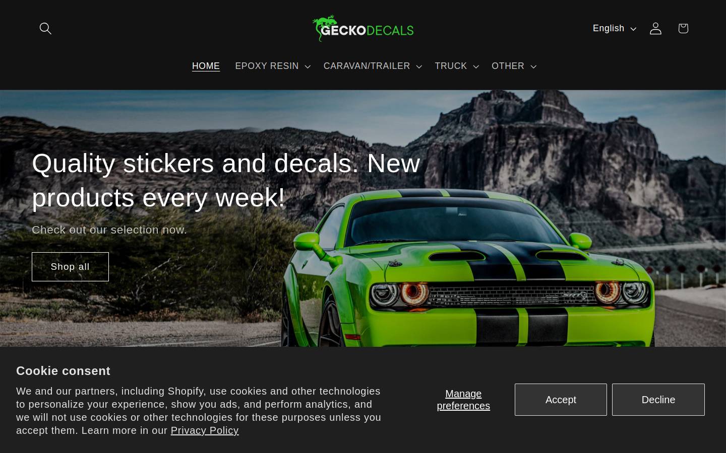 geckodecals.com homepage screenshot