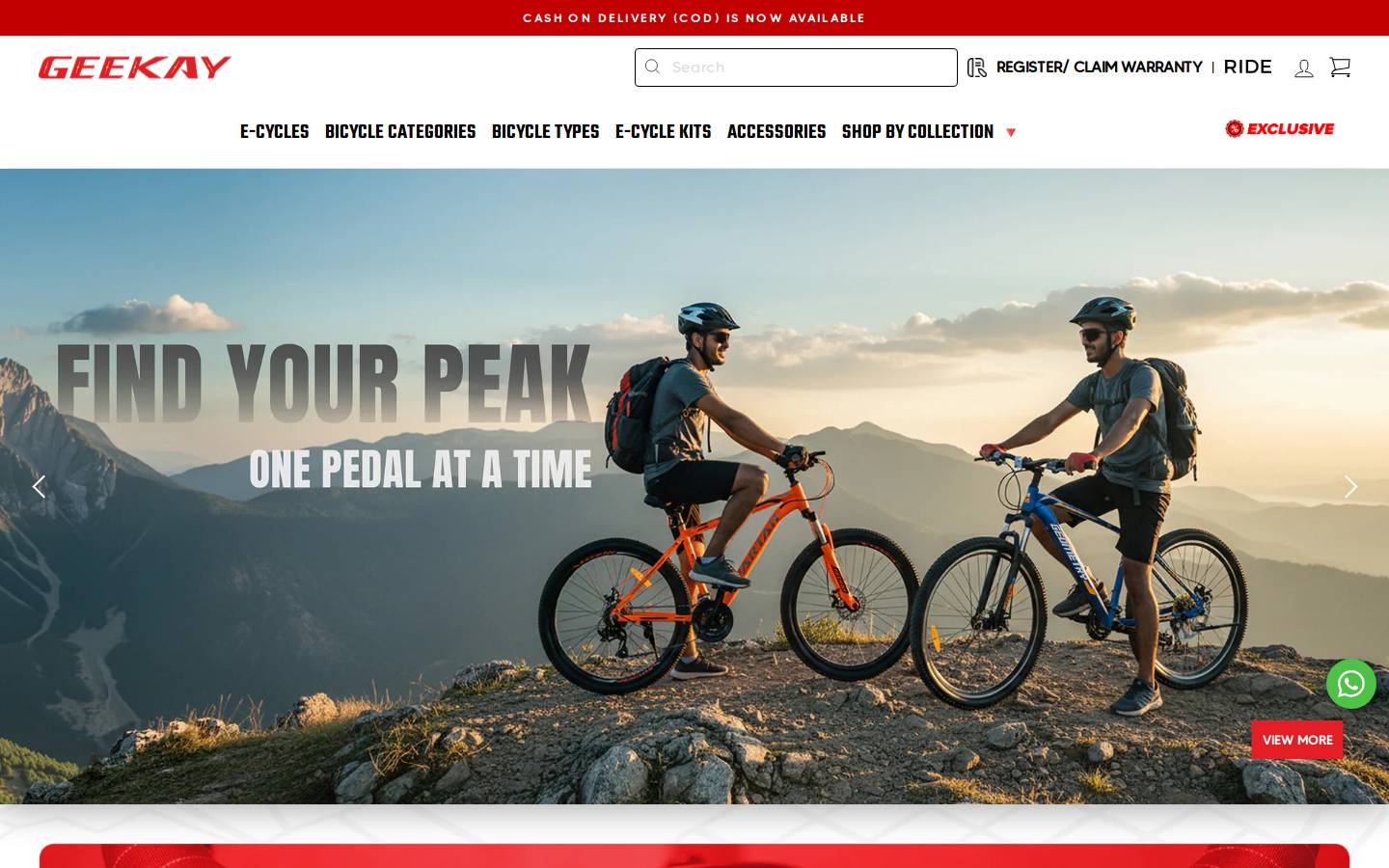 Geekay Bikes homepage screenshot