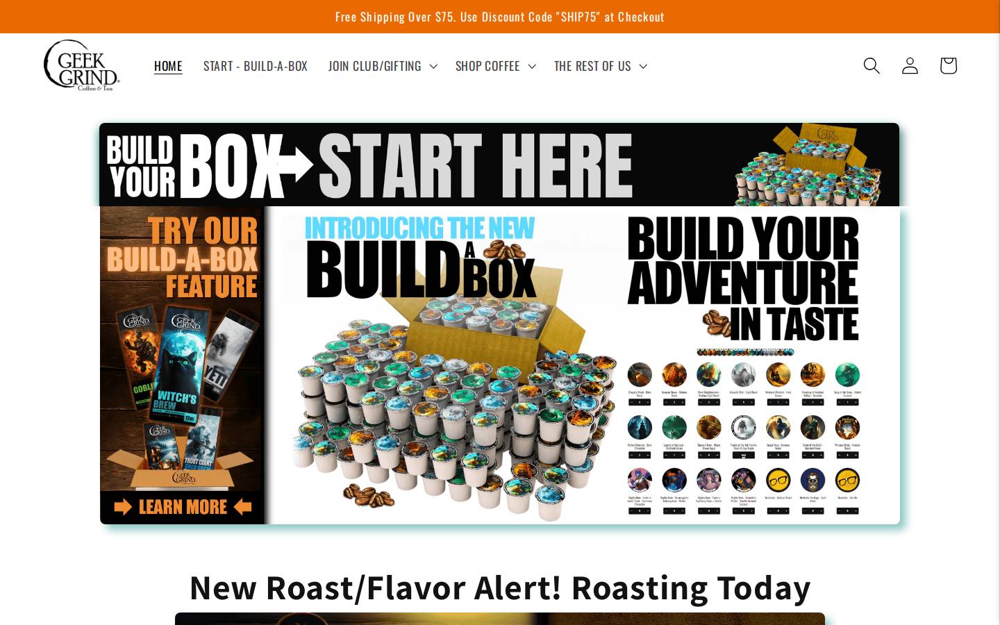 geekgrindcoffee.com homepage screenshot