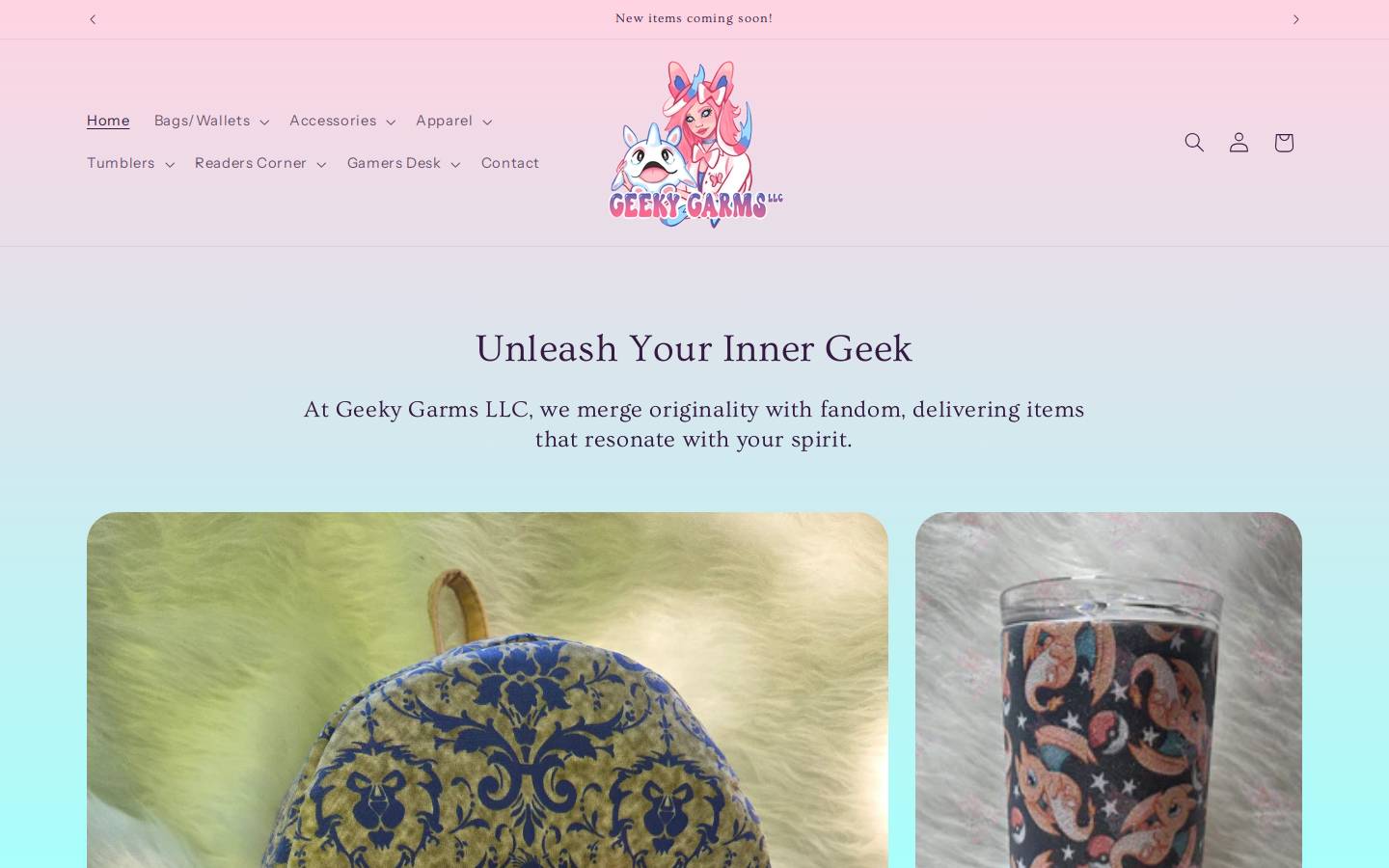 geekygarmsllc.com homepage screenshot