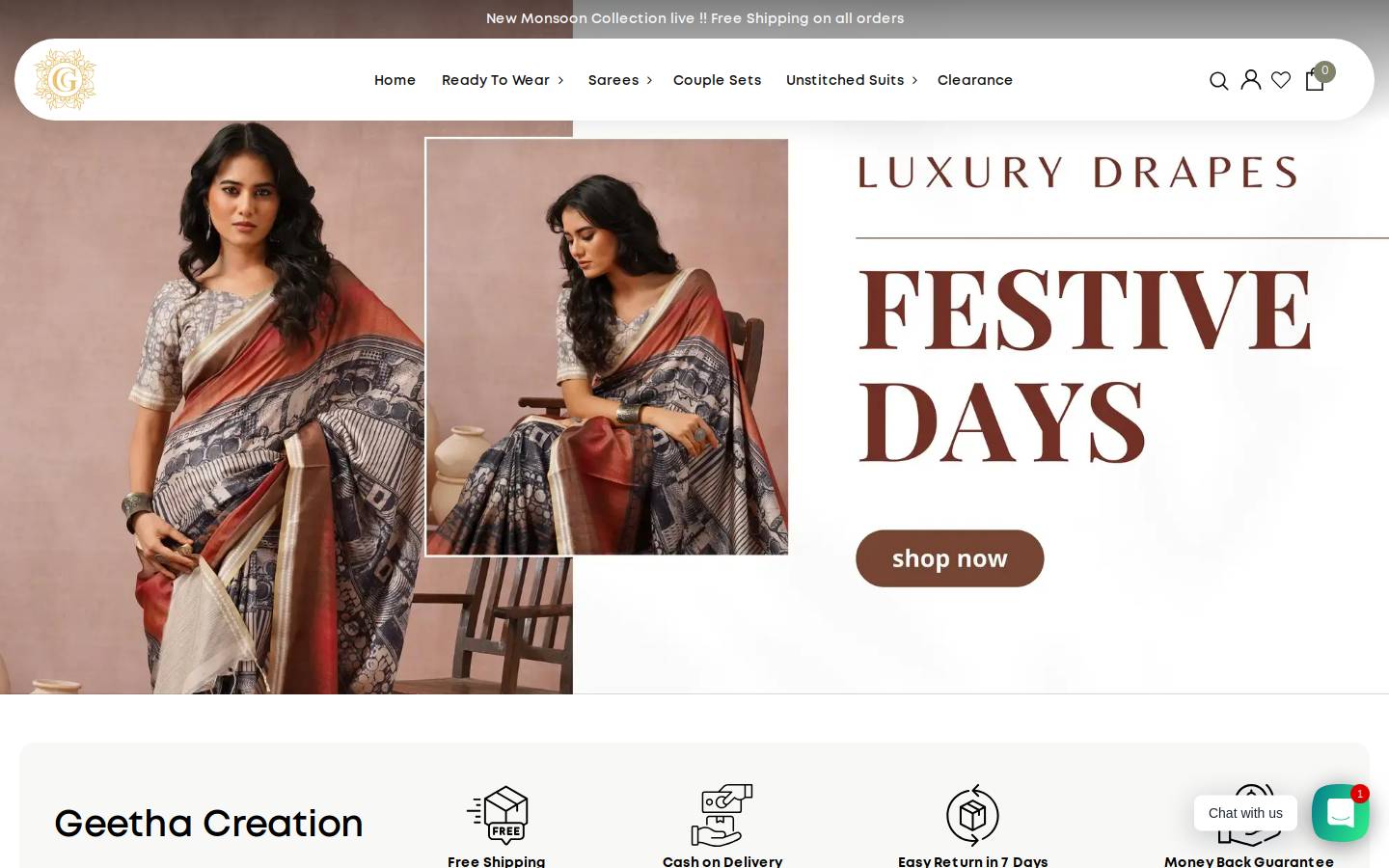 geethacreation.com homepage screenshot