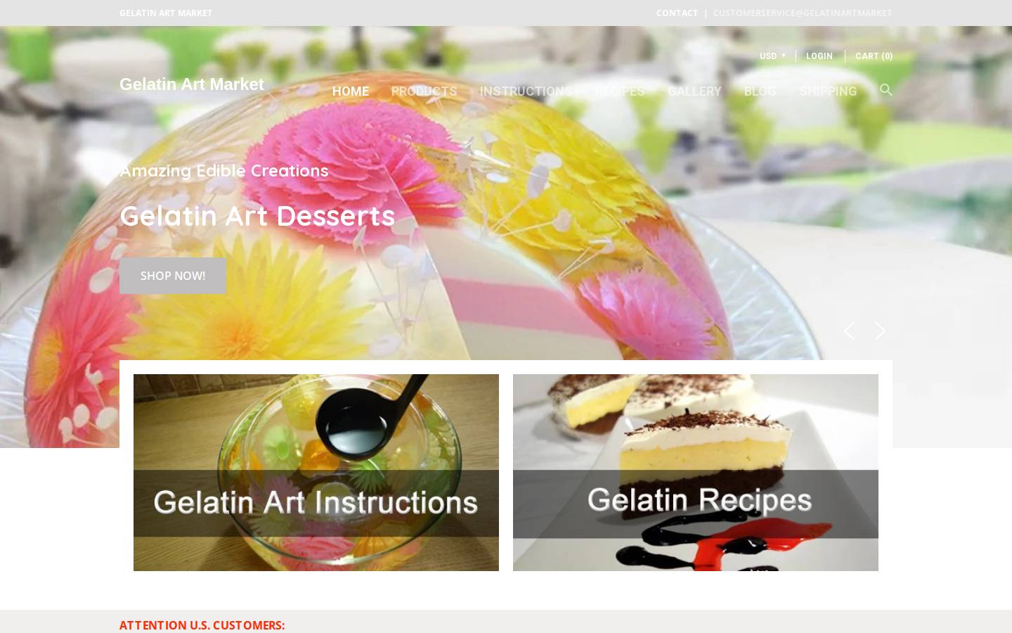 gelatinart.com homepage screenshot