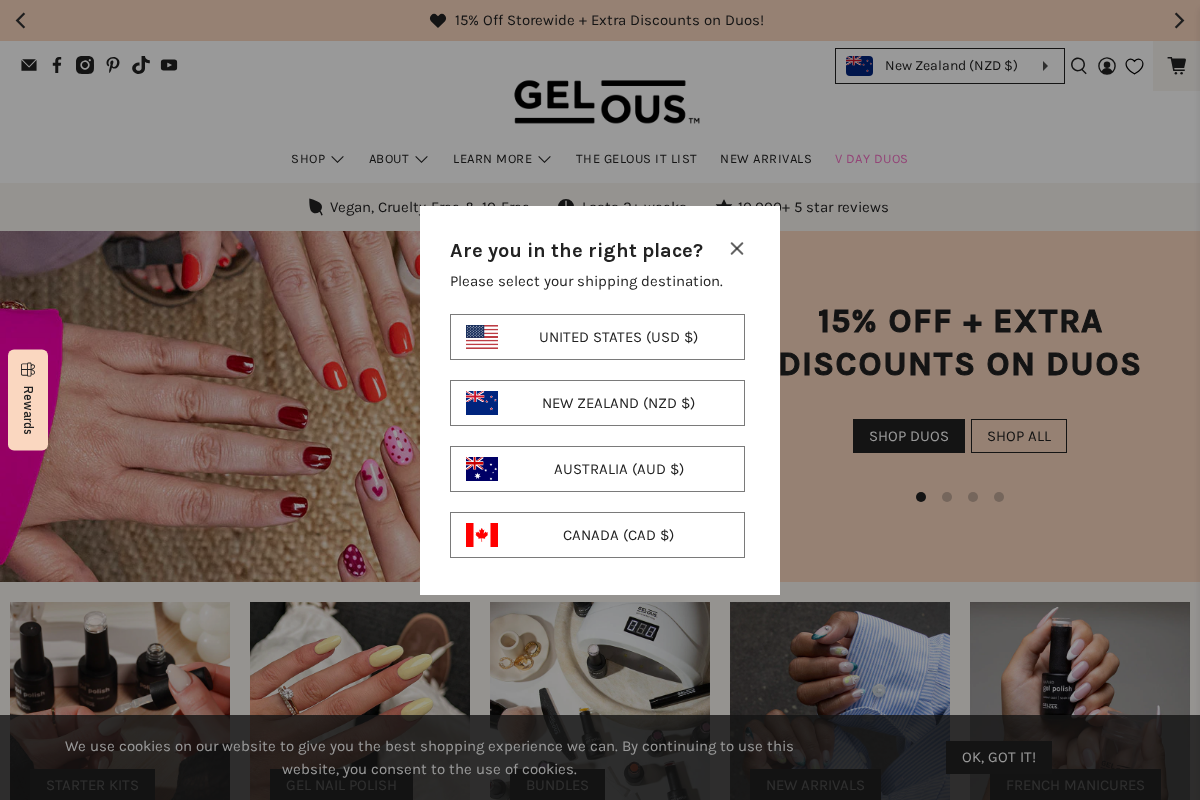 Gelous homepage screenshot