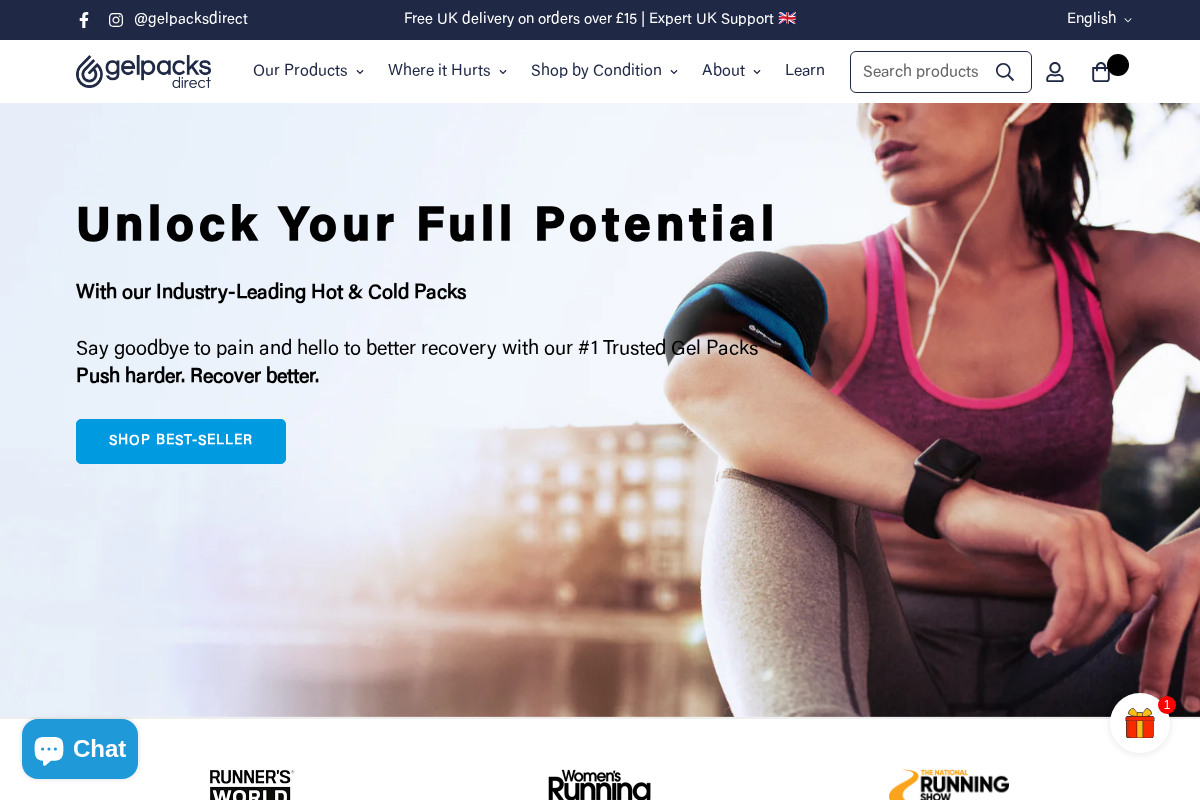 gelpacksdirect.co.uk homepage screenshot