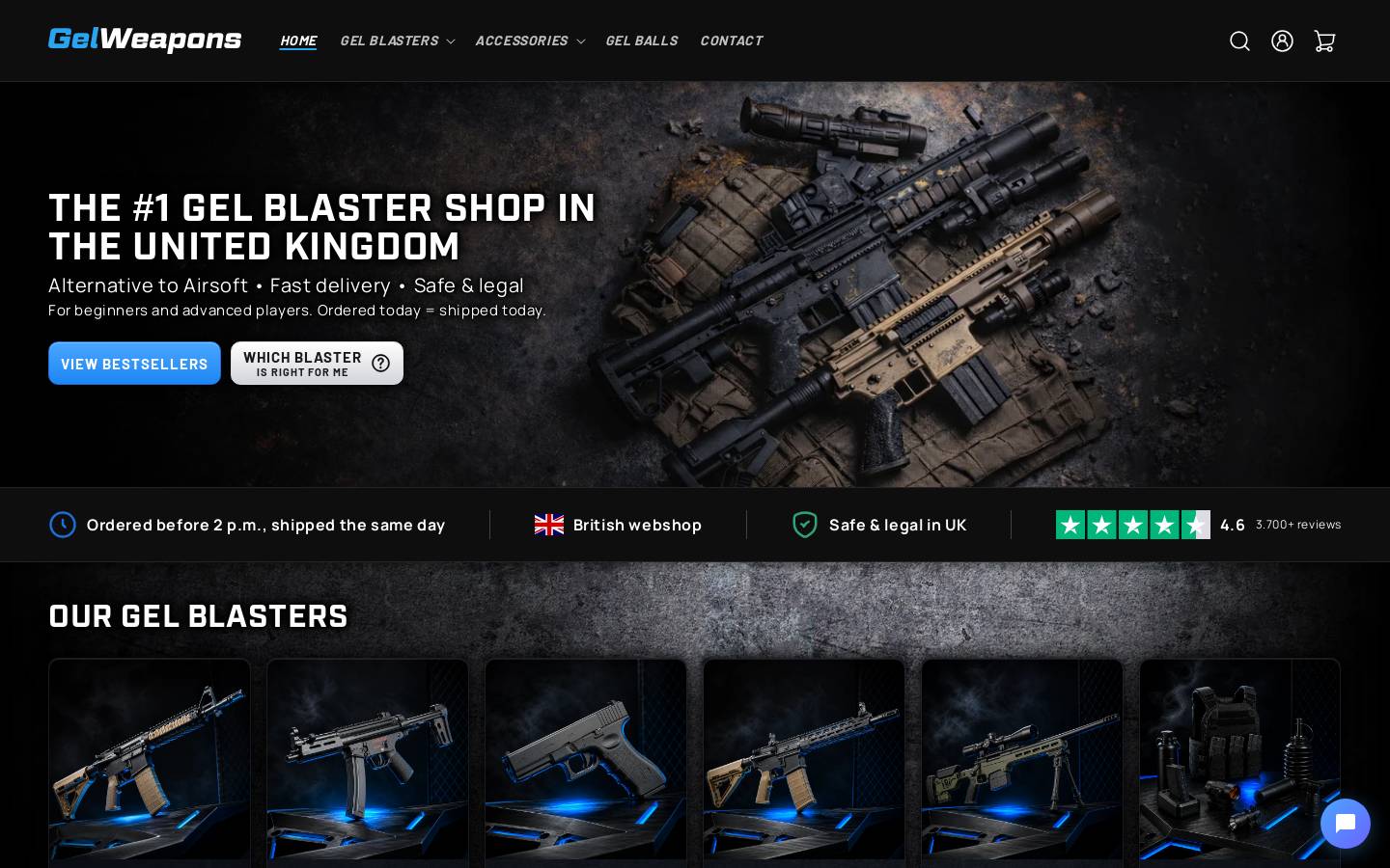 GelWeapons.com homepage screenshot