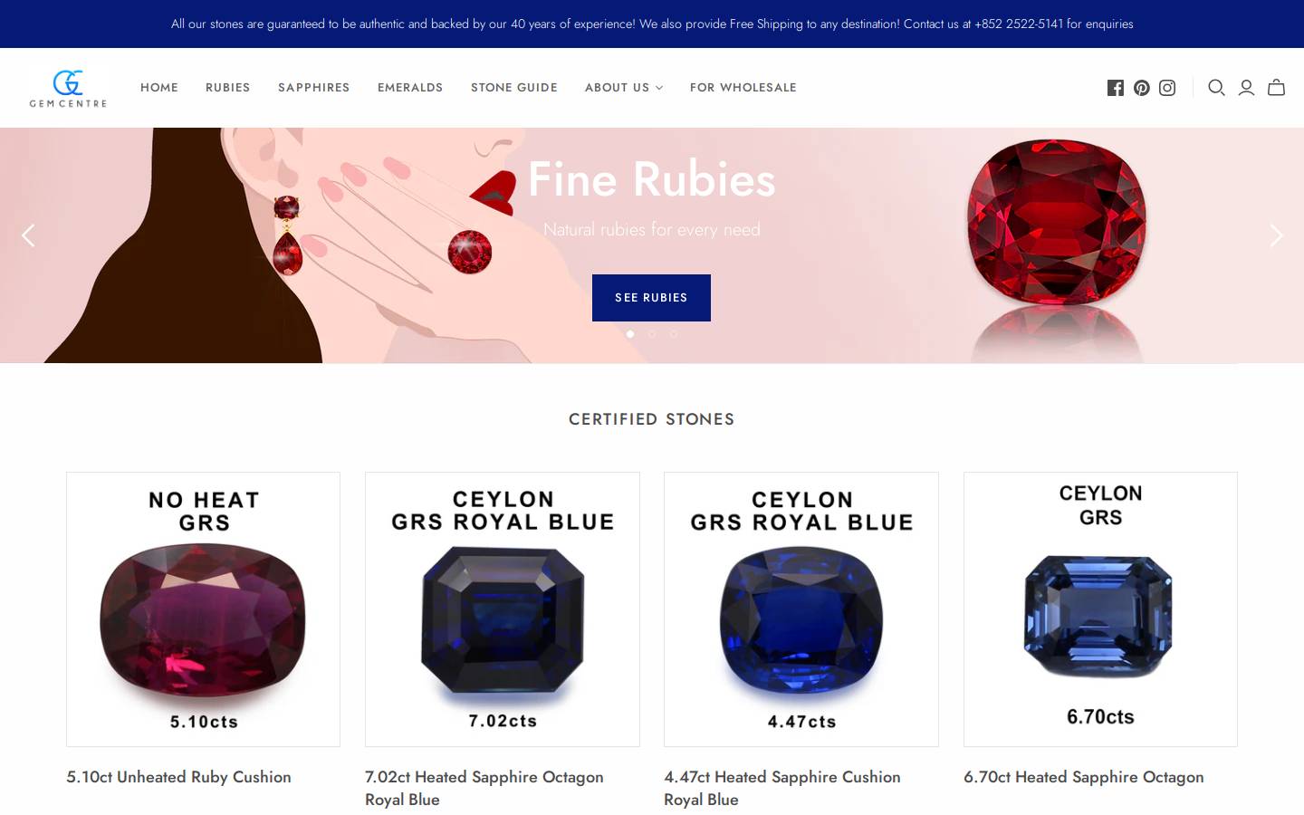 gemcentre.com homepage screenshot