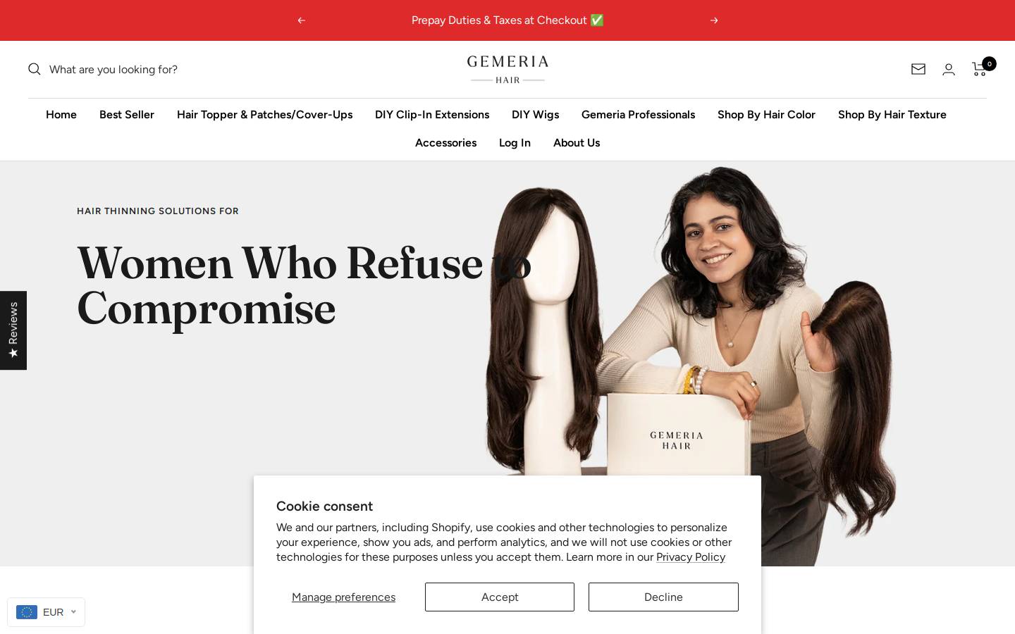 gemeriahair.com homepage screenshot