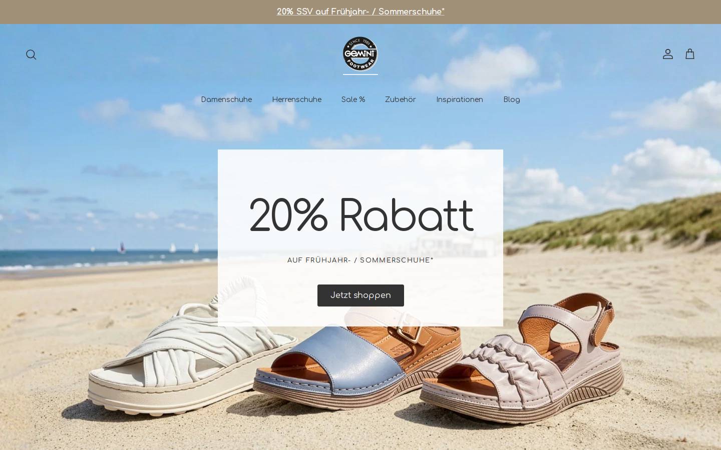 gemini-schuhe.de homepage screenshot