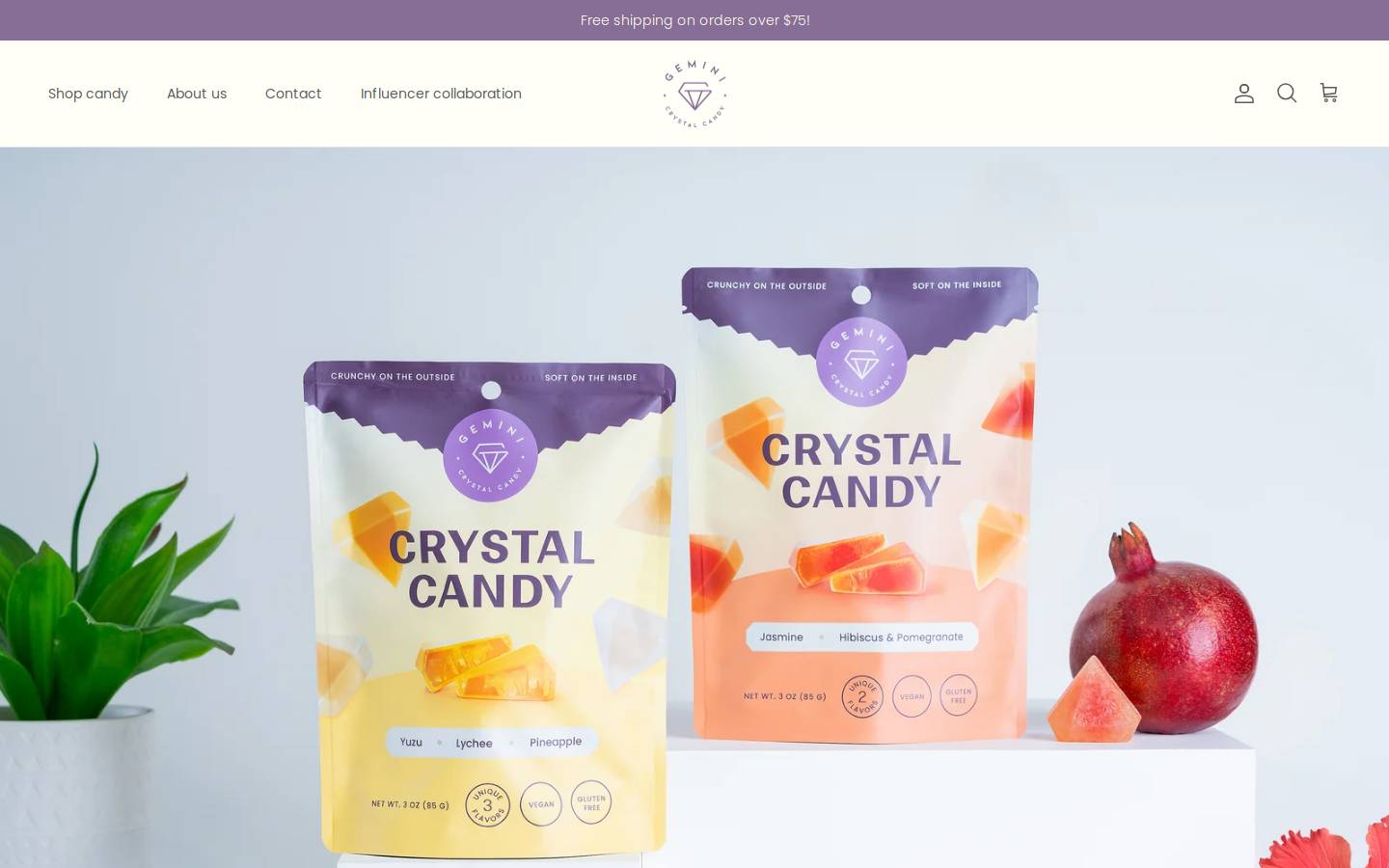 geminicrystalcandy.com homepage screenshot