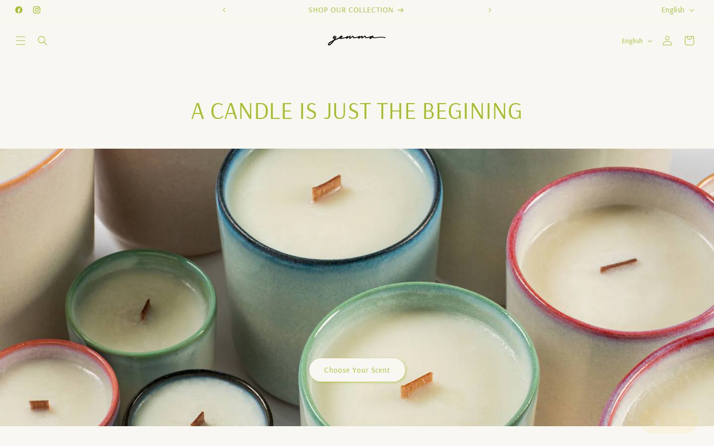 gemmacandles.com homepage screenshot