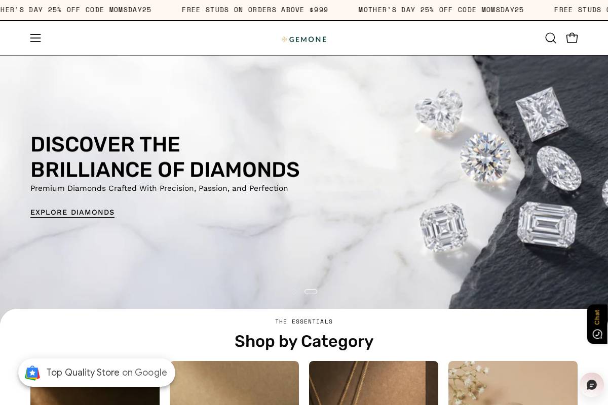 Gemone Diamond homepage screenshot