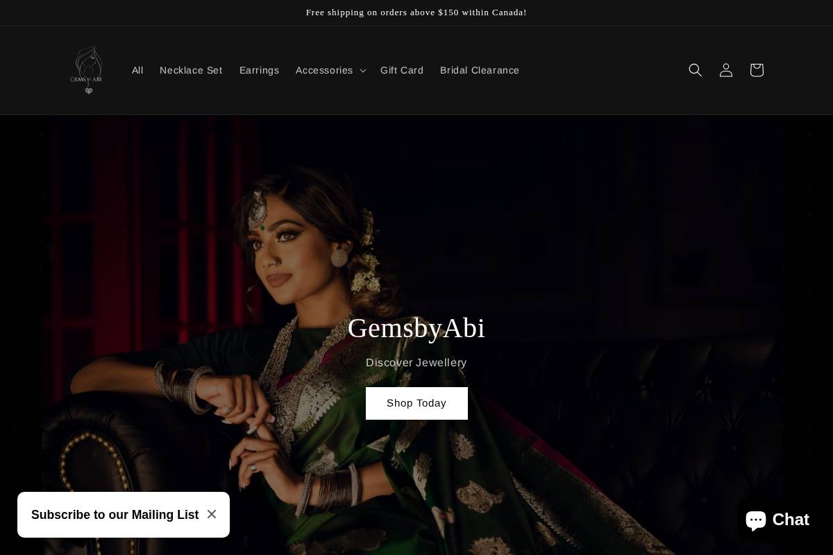 gemsbyabi.com homepage screenshot