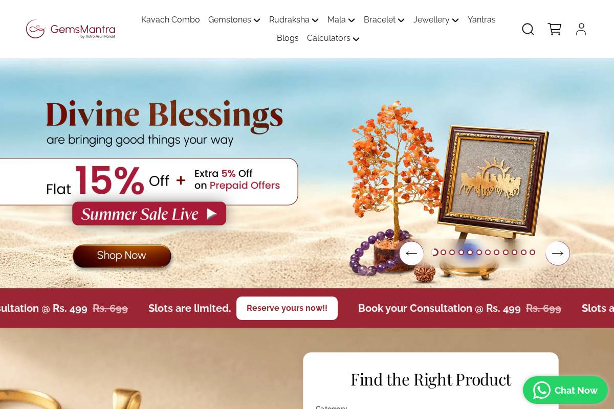 gemsmantra.com homepage screenshot