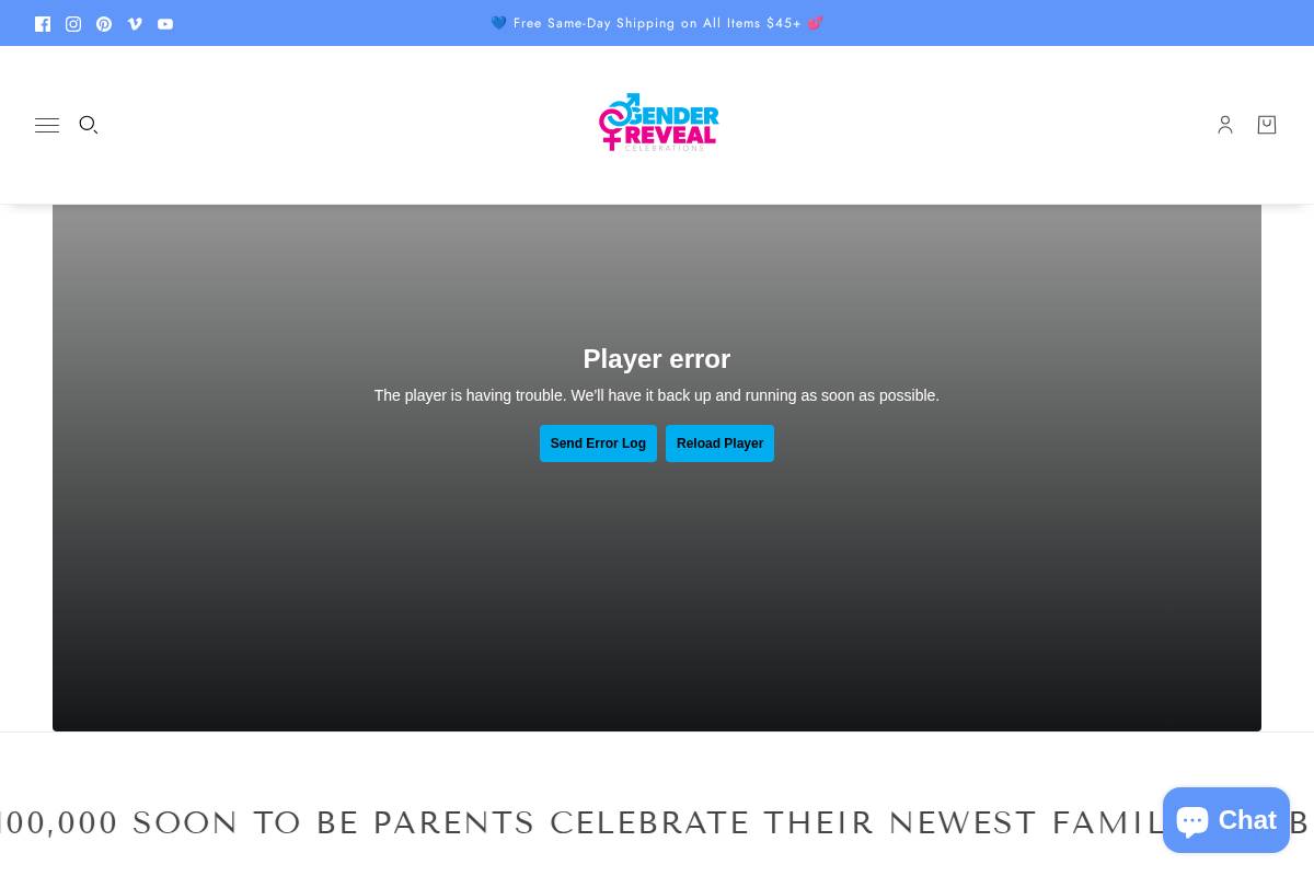 genderrevealcelebrations.com homepage screenshot