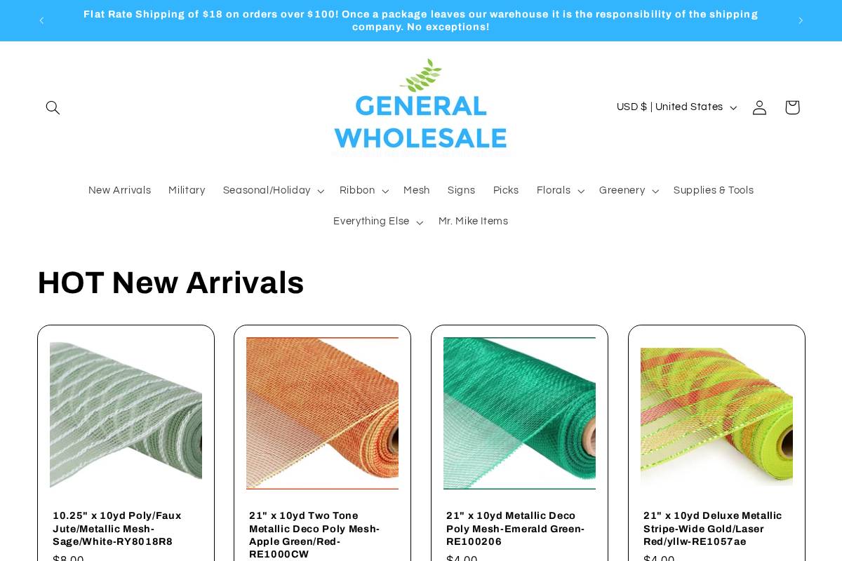 General Wholesale Vivian homepage screenshot