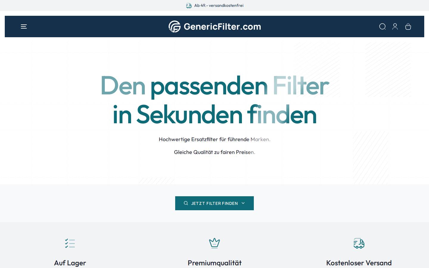 genericfilter.com homepage screenshot