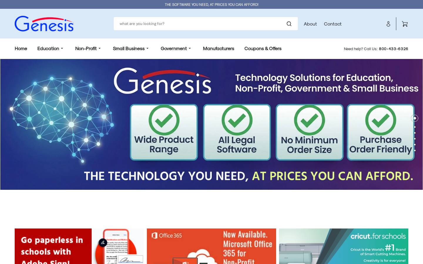 Genesis Technologies homepage screenshot