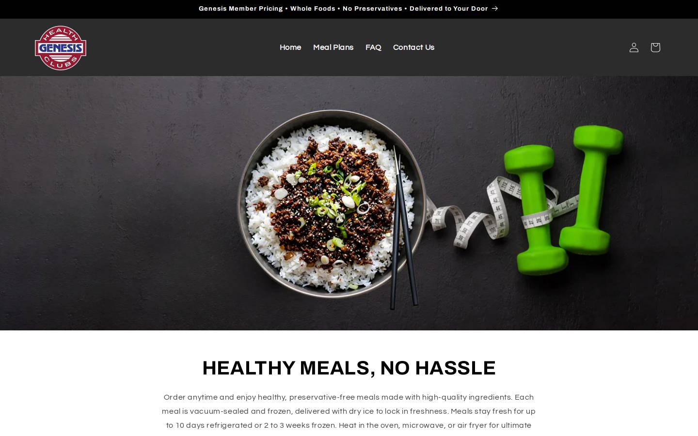 genesishealthymeals.com homepage screenshot