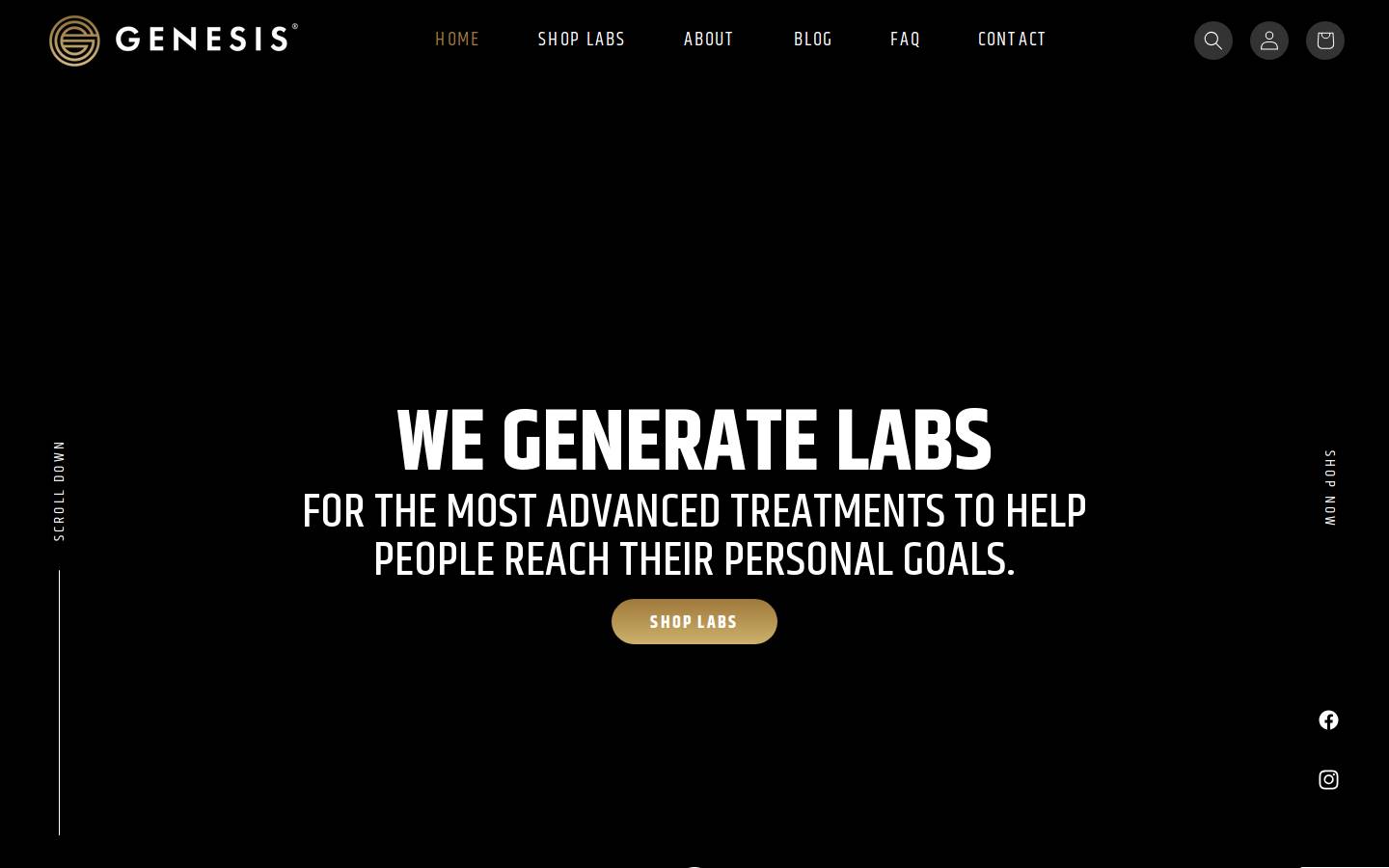 genesislifestylelabs.com homepage screenshot