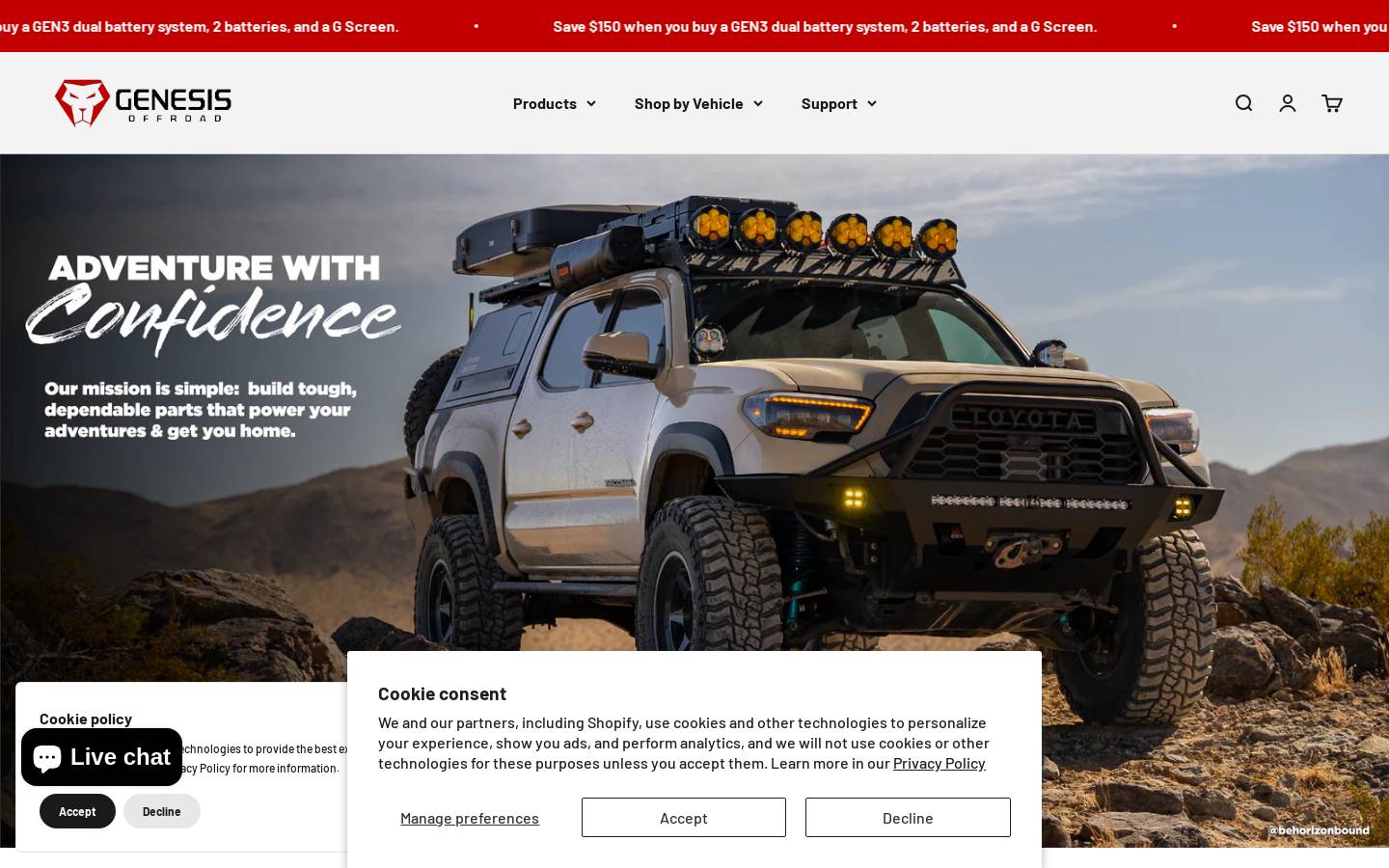 genesisoffroad.com homepage screenshot