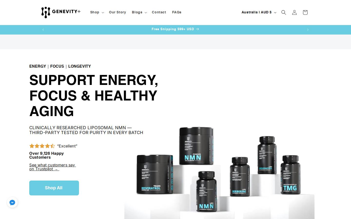 GENEVITY+ homepage screenshot