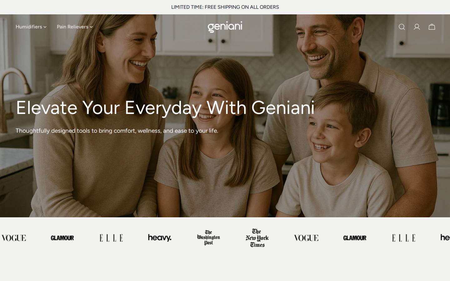 Geniani homepage screenshot