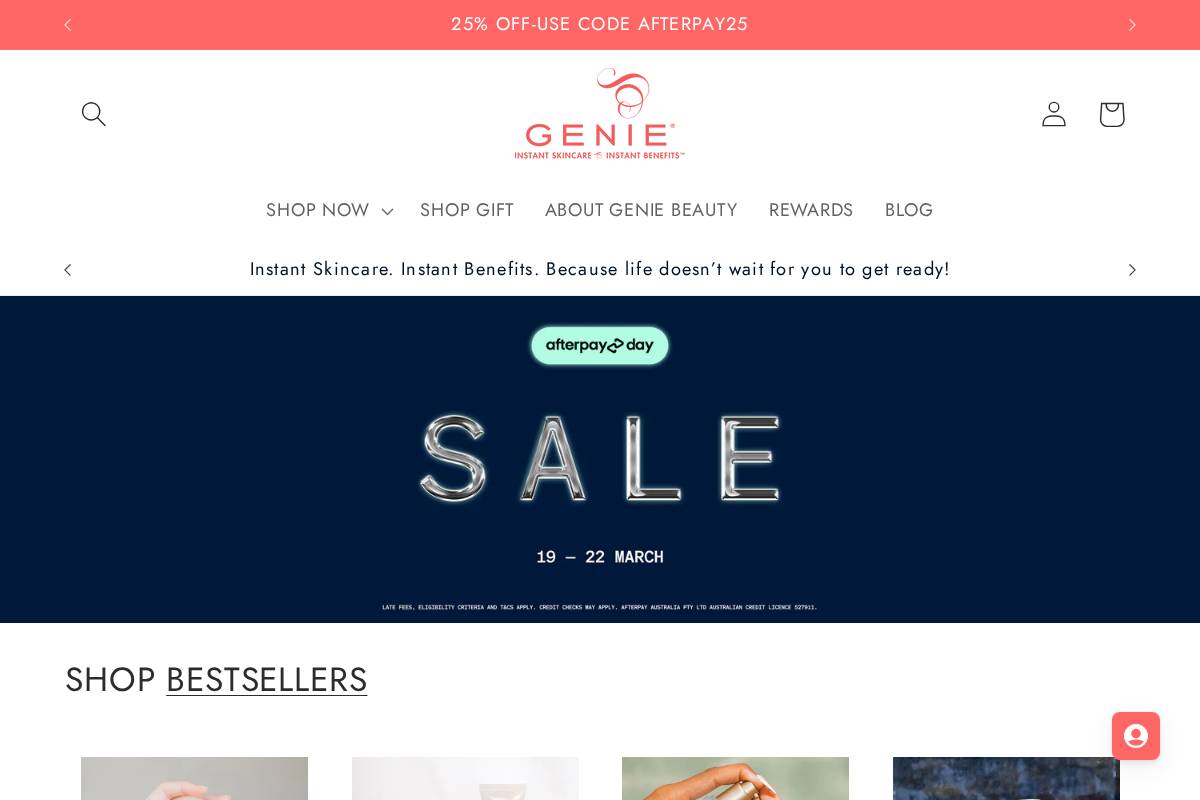 geniebeauty.co.nz homepage screenshot