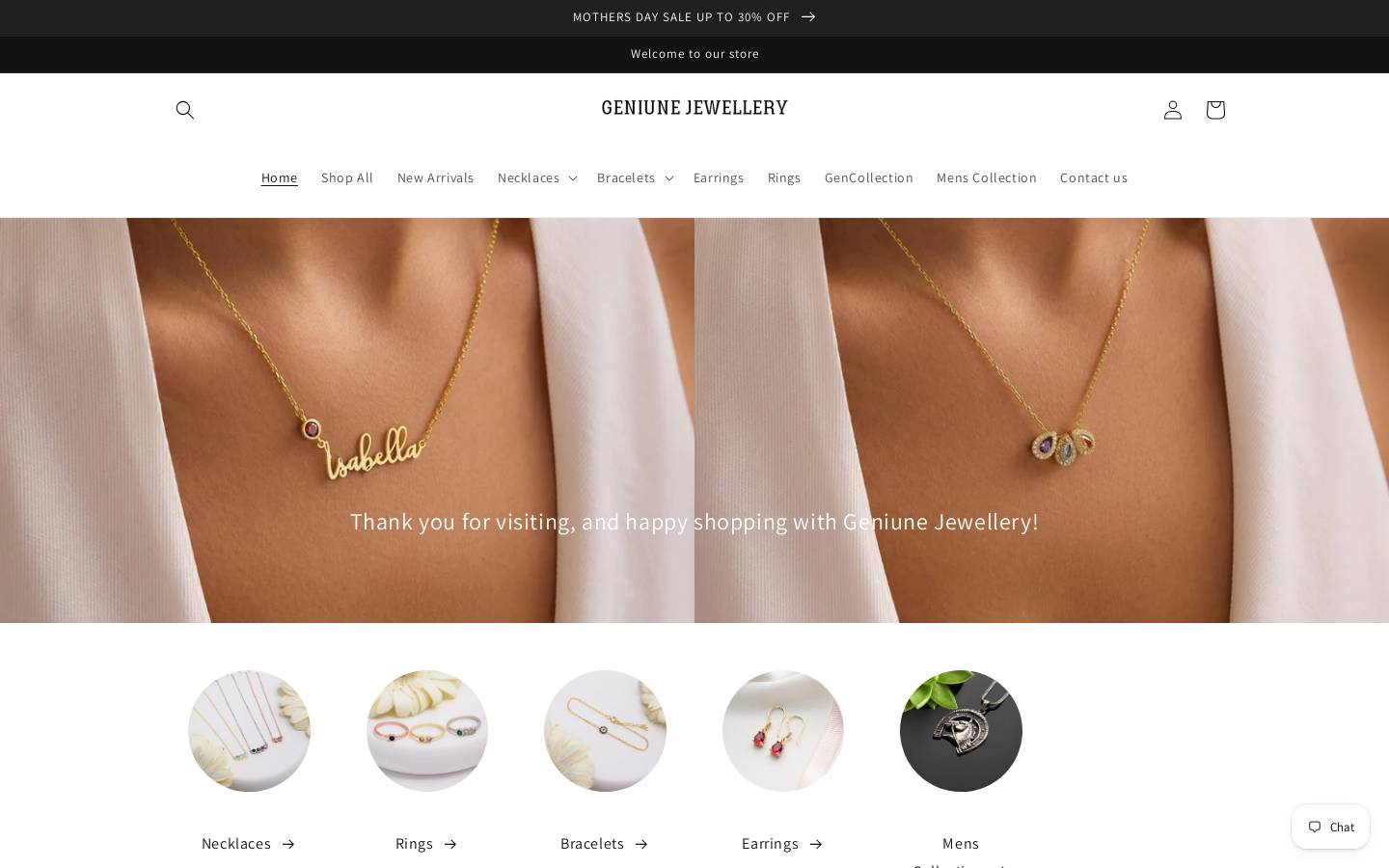 geniunejewellery.com homepage screenshot