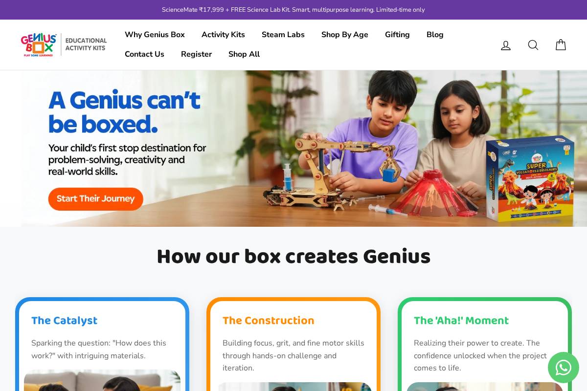 geniusbox.in homepage screenshot