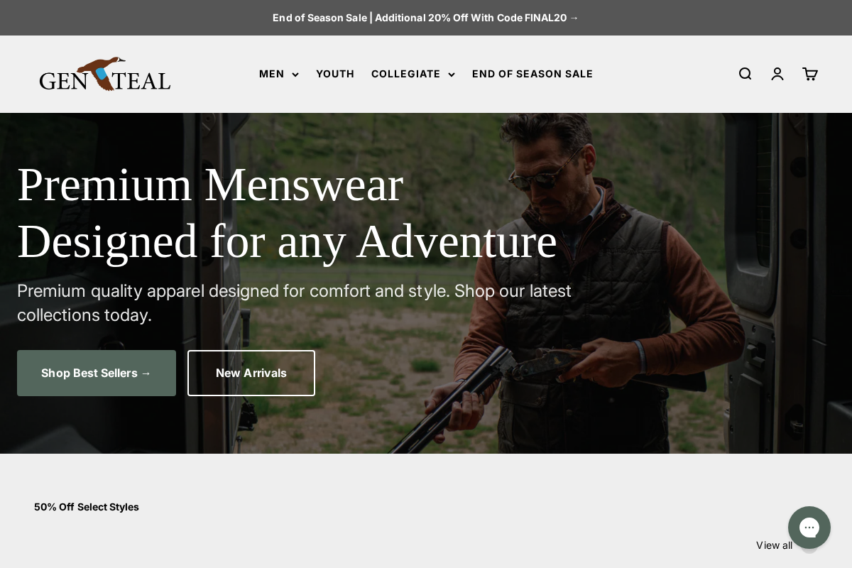 GenTeal Apparel homepage screenshot